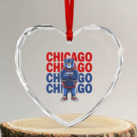 Vintage Chicago Pride Graphic Heart Crystal Glass Ornament US State Sports Fan Baseball Lover