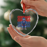 Vintage Chicago Pride Graphic Heart Crystal Glass Ornament US State Sports Fan Baseball Lover