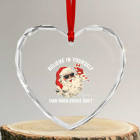 Vintage Christmas Santa Claus Face Heart Crystal Glass Ornament Retro Believe In Yourself Funny Motivational - Wonder Print Shop