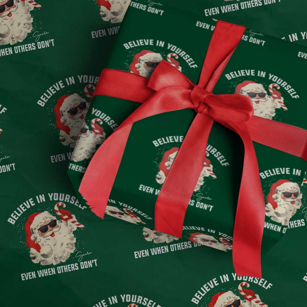 Vintage Christmas Santa Claus Face Wrapping Paper Roll Retro Believe In Yourself Funny Motivational - Wonder Print Shop