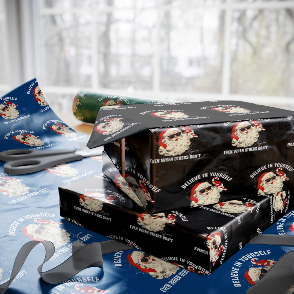 Vintage Christmas Santa Claus Face Wrapping Paper Roll Retro Believe In Yourself Funny Motivational - Wonder Print Shop