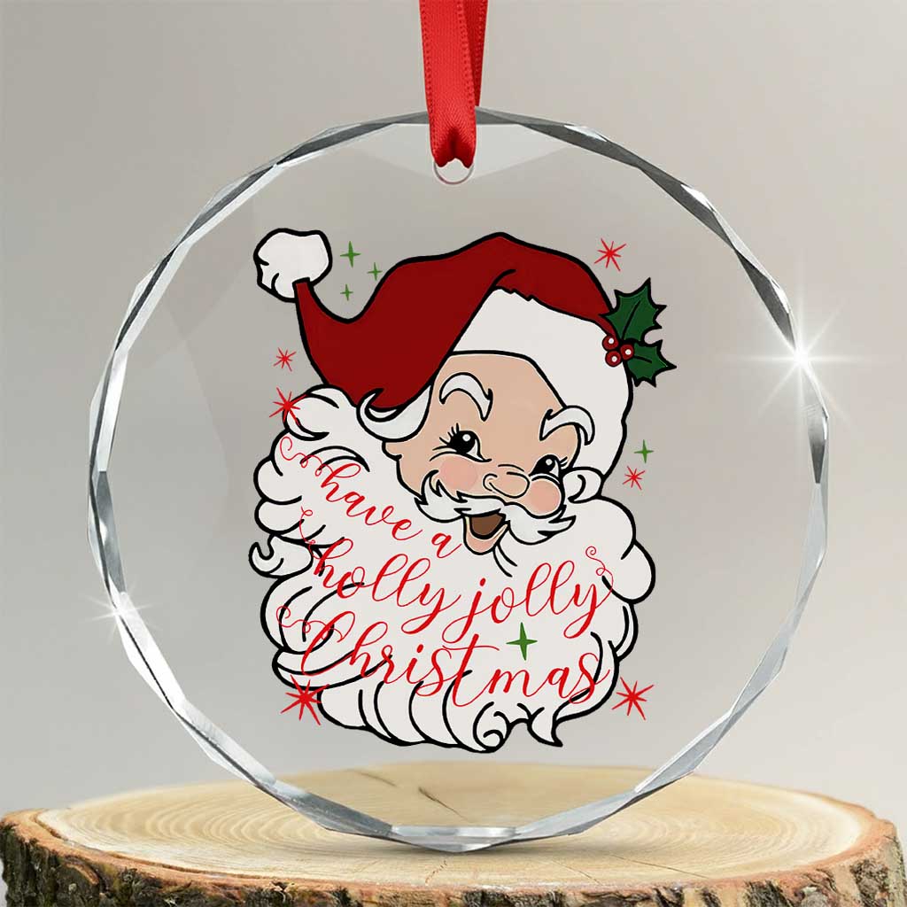 Vintage Christmas Santa Claus Face Xmas Funny Old Fashioned Crystal Glass Ornament TS02