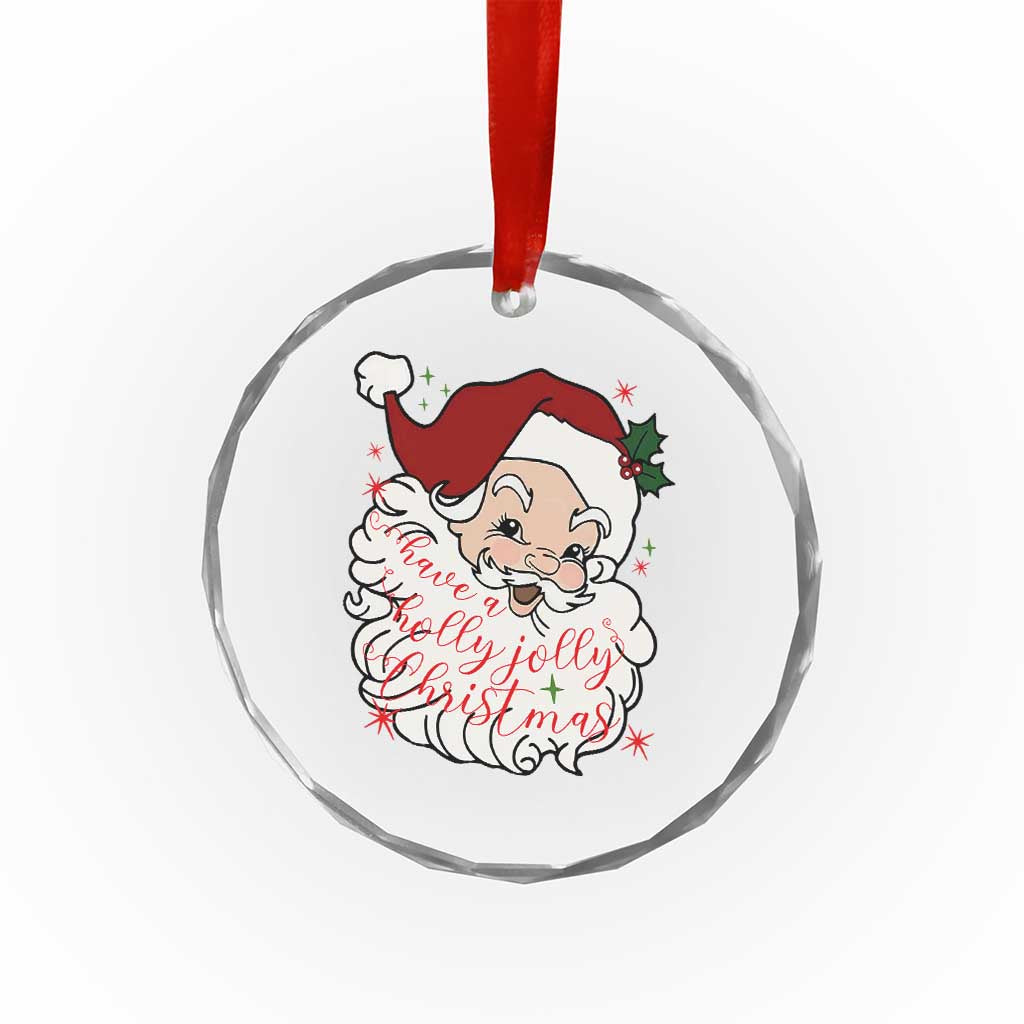 Vintage Christmas Santa Claus Face Xmas Funny Old Fashioned Crystal Glass Ornament TS02