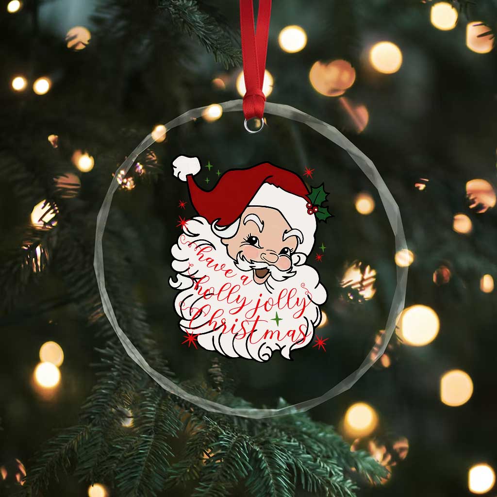 Vintage Christmas Santa Claus Face Xmas Funny Old Fashioned Crystal Glass Ornament TS02
