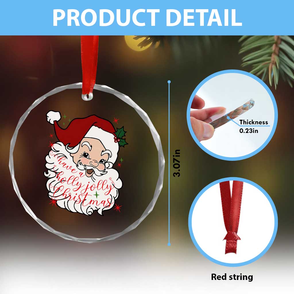 Vintage Christmas Santa Claus Face Xmas Funny Old Fashioned Crystal Glass Ornament TS02