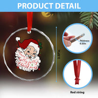 Vintage Christmas Santa Claus Face Xmas Funny Old Fashioned Crystal Glass Ornament TS02