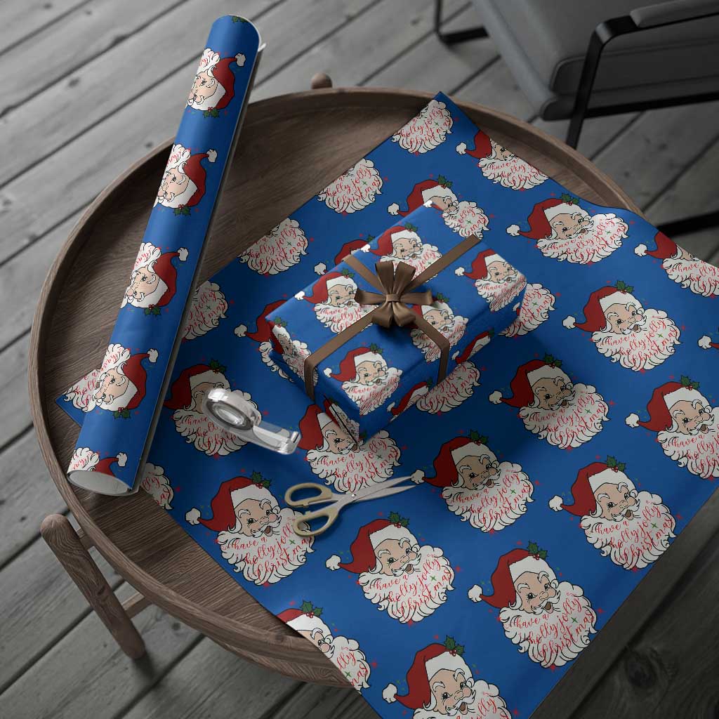 Vintage Christmas Santa Claus Face Xmas Funny Old Fashioned Wrapping Paper Roll