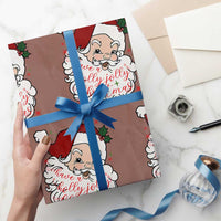 Vintage Christmas Santa Claus Face Xmas Funny Old Fashioned Wrapping Paper Roll