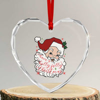 Vintage Christmas Santa Claus Face Xmas Funny Old Fashioned Heart Crystal Glass Ornament - Wonder Print Shop