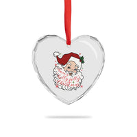 Vintage Christmas Santa Claus Face Xmas Funny Old Fashioned Heart Crystal Glass Ornament - Wonder Print Shop