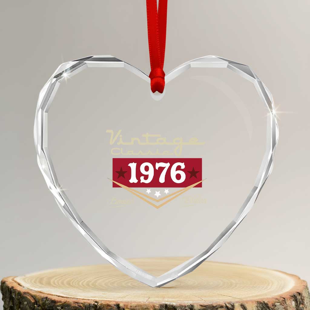 Vintage Classic 1976 Limited Edition Heart Crystal Glass Ornament Luxury Retro Milestone Birthday