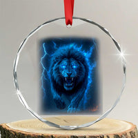 Vintage Classic Blue Lion Bootleg Graphic Crystal Glass Ornament TS10