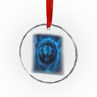 Vintage Classic Blue Lion Bootleg Graphic Crystal Glass Ornament TS10