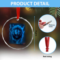 Vintage Classic Blue Lion Bootleg Graphic Crystal Glass Ornament TS10