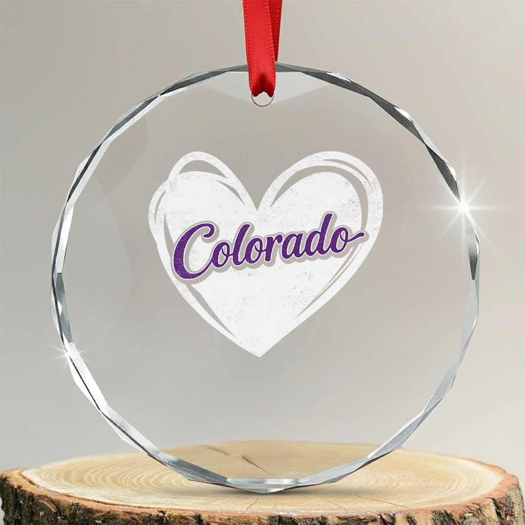 Vintage Colorado Crystal Glass Ornament Purple Heart Vintage Script State Pride Retro Sports Fan