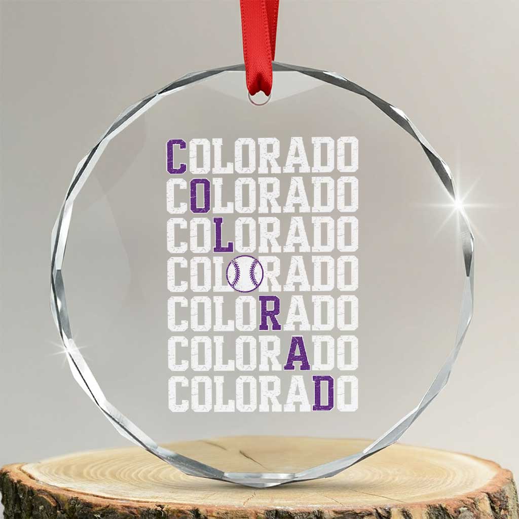 Vintage Colorado Crystal Glass Ornament Retro State Pride Sports Baseball Fan Graphic