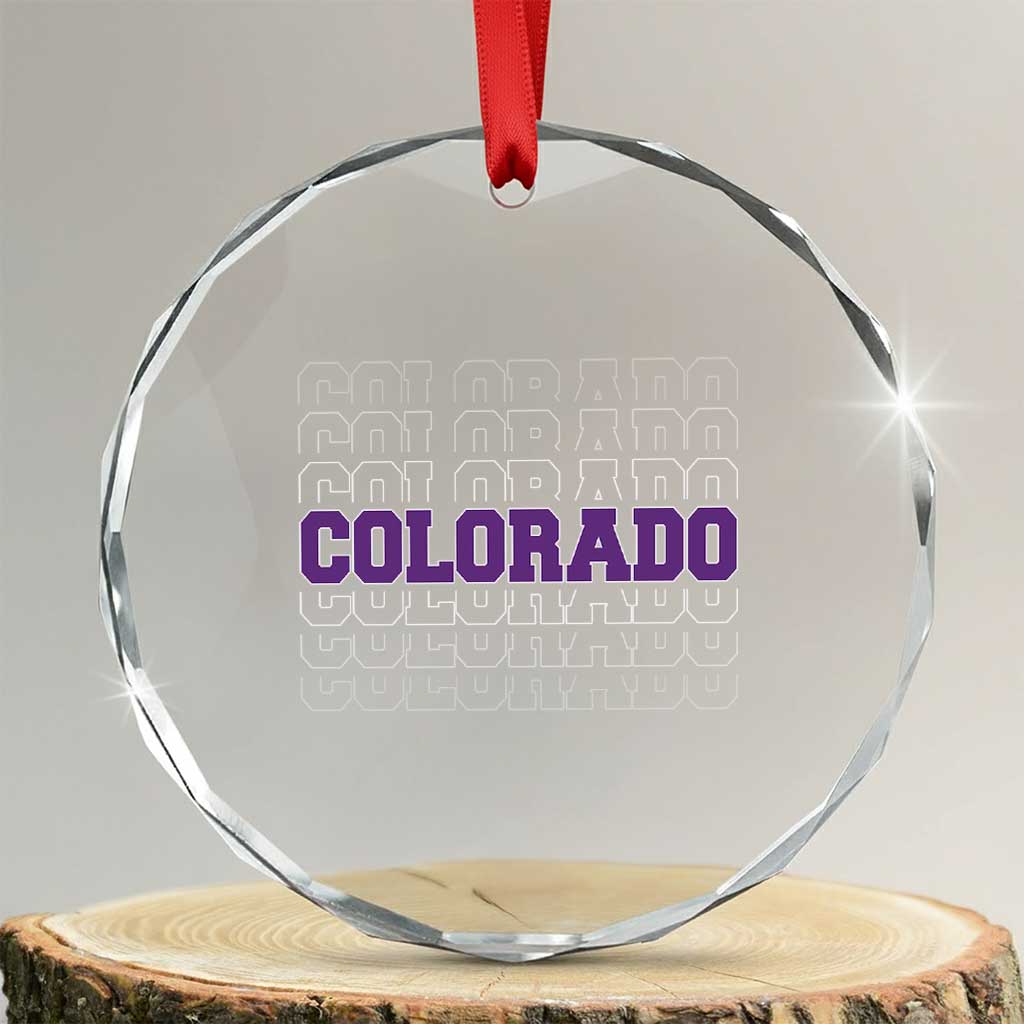 Vintage Colorado Crystal Glass Ornament Retro State Pride Sports Fan Graphic
