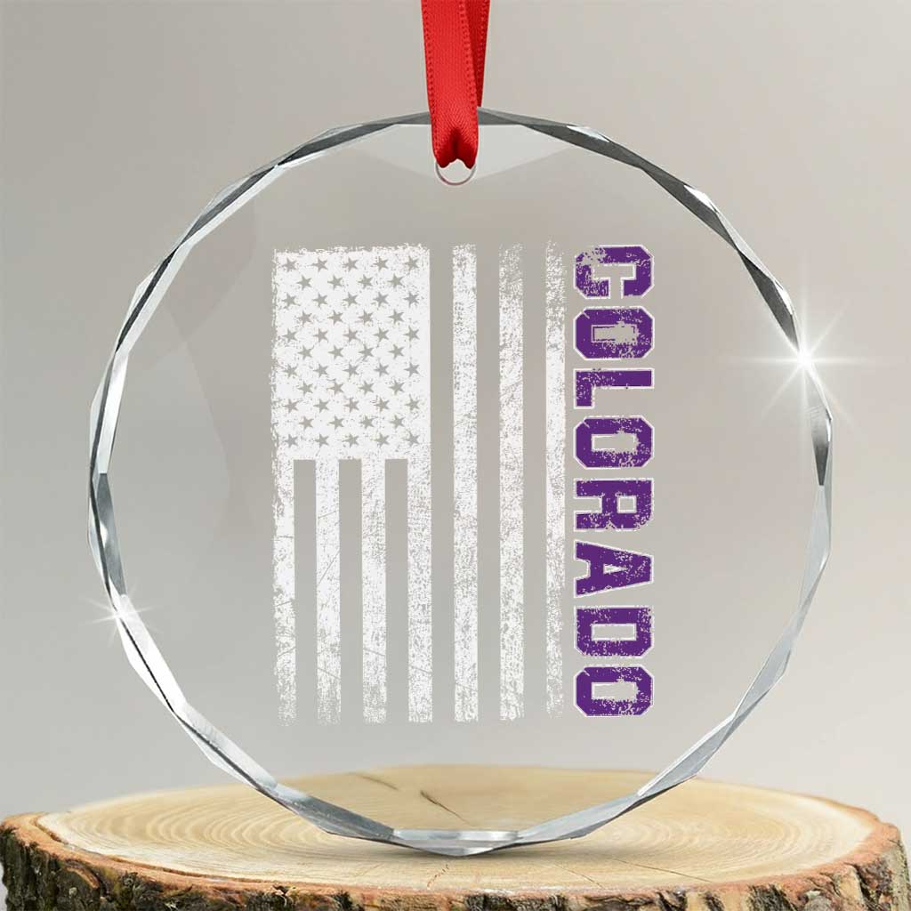 Vintage Colorado Crystal Glass Ornament Retro Vintage Rocky Mountains USA Flag Patriotic US State
