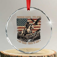 Vintage Cowboy and Soaring Eagle Freedom Ranch 1776 to 2026 Crystal Glass Ornament Proud to Ride American Flag 250th Anniversary