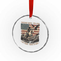 Vintage Cowboy and Soaring Eagle Freedom Ranch 1776 to 2026 Crystal Glass Ornament Proud to Ride American Flag 250th Anniversary
