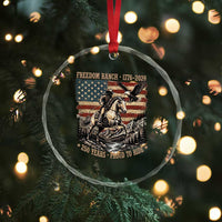 Vintage Cowboy and Soaring Eagle Freedom Ranch 1776 to 2026 Crystal Glass Ornament Proud to Ride American Flag 250th Anniversary
