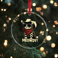 Vintage Cowboy Cat Crystal Glass Ornament Retro 90s Western Country Rodeo Meowdy Partner - Wonder Print Shop