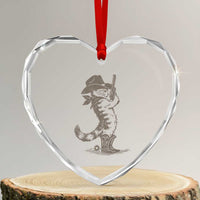 Vintage Cowboy Cat Heart Crystal Glass Ornament Retro 90s Western Country Rodeo Kitten Cowgirl - Wonder Print Shop