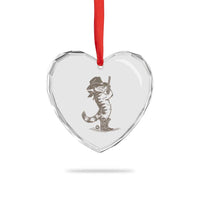 Vintage Cowboy Cat Heart Crystal Glass Ornament Retro 90s Western Country Rodeo Kitten Cowgirl - Wonder Print Shop