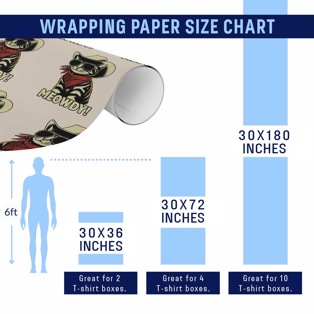 Vintage Cowboy Cat Wrapping Paper Roll Retro 90s Western Country Rodeo Meowdy Partner - Wonder Print Shop