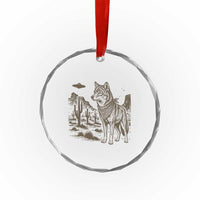 Vintage Coyote Cowboy UFO Crystal Glass Ornament Western Desert Southwest Coyote Alien