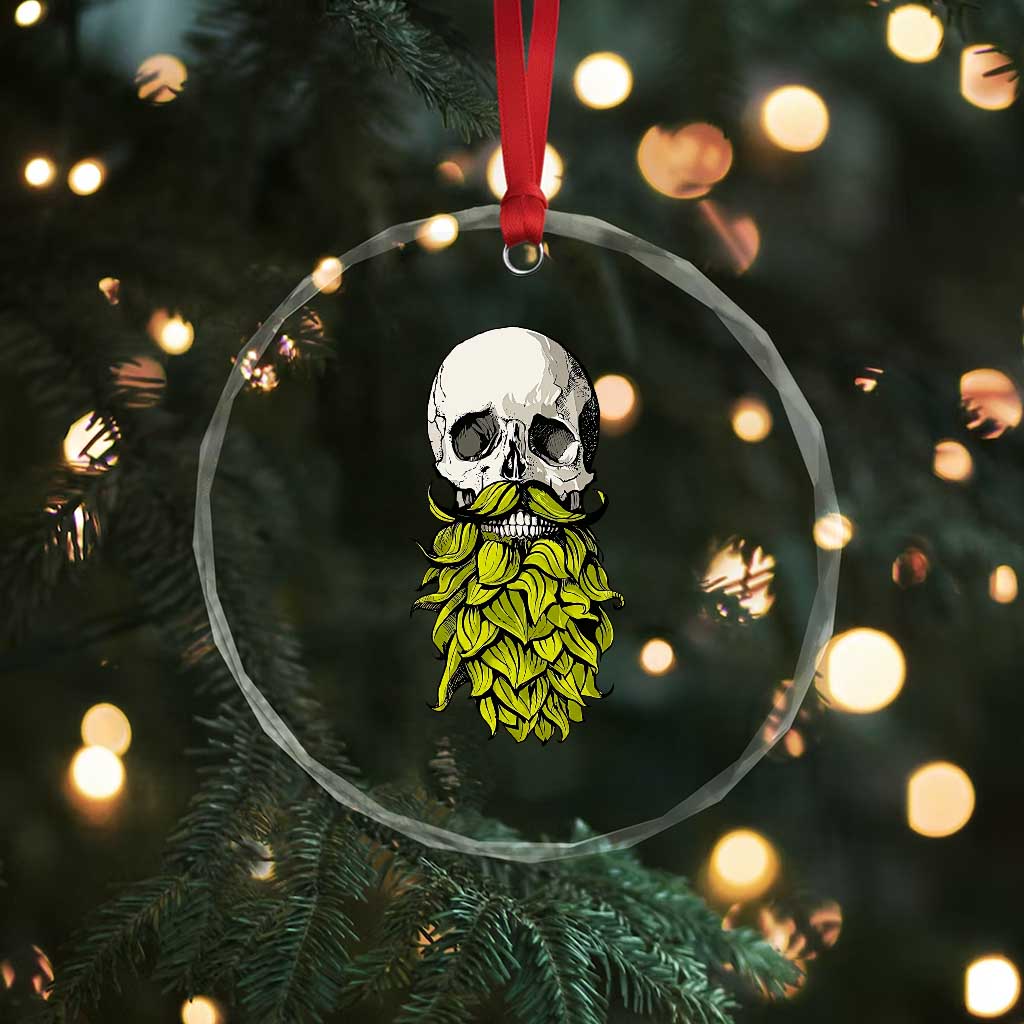 Vintage Craft Brewer Beer Lover Gift Crystal Glass Ornament Beer Hops Beard Skull