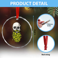Vintage Craft Brewer Beer Lover Gift Crystal Glass Ornament Beer Hops Beard Skull