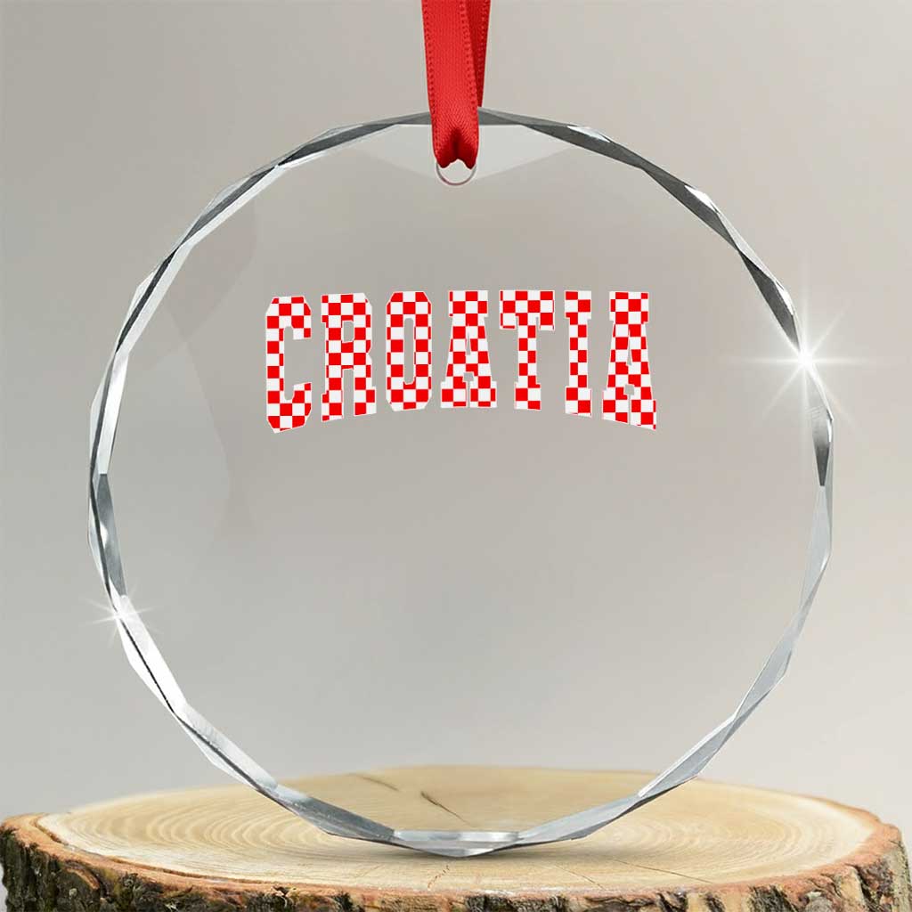 Vintage Croatia Crystal Glass Ornament Retro Varsity Hrvatska Flag Zagreb Croatian