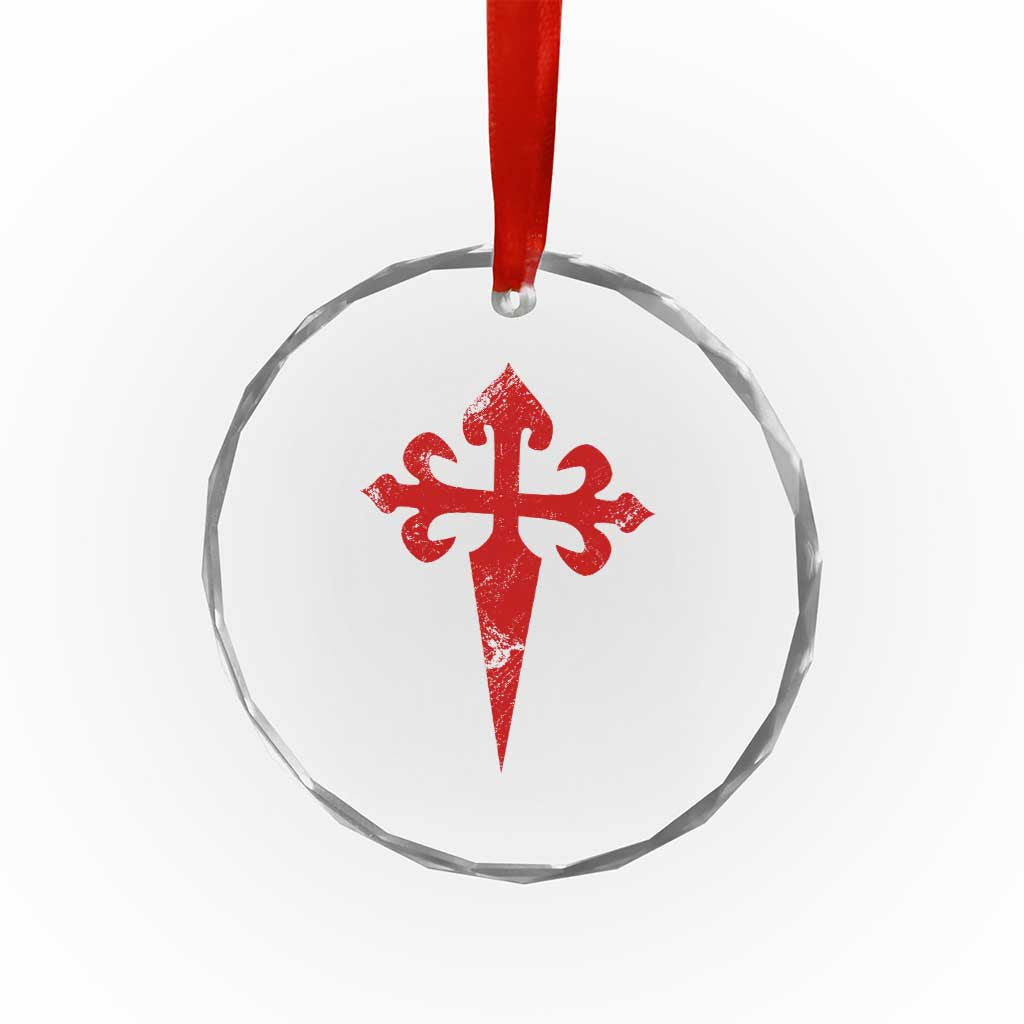 Vintage Cross of St James Order of Santiago Crystal Glass Ornament
