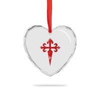 Vintage Cross of St James Order of Santiago Heart Crystal Glass Ornament