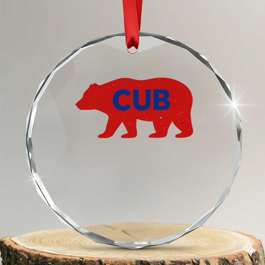 Vintage Cub Crystal Glass Ornament Retro Sports Bear Baseball Fans