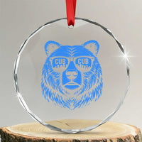 Vintage Cub Crystal Glass Ornament With Sunglasses Retro Baseball Fans