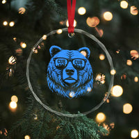 Vintage Cub Crystal Glass Ornament With Sunglasses Retro Baseball Fans