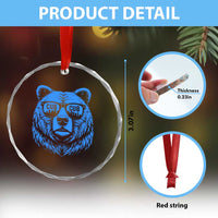 Vintage Cub Crystal Glass Ornament With Sunglasses Retro Baseball Fans
