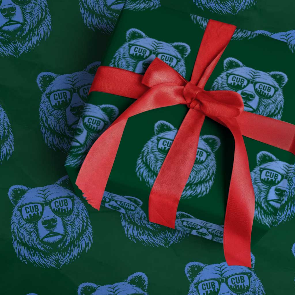 Vintage Cub Wrapping Paper Roll With Sunglasses Retro Baseball Fans