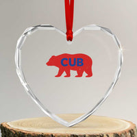 Vintage Cub Heart Crystal Glass Ornament Retro Sports Bear Baseball Fans