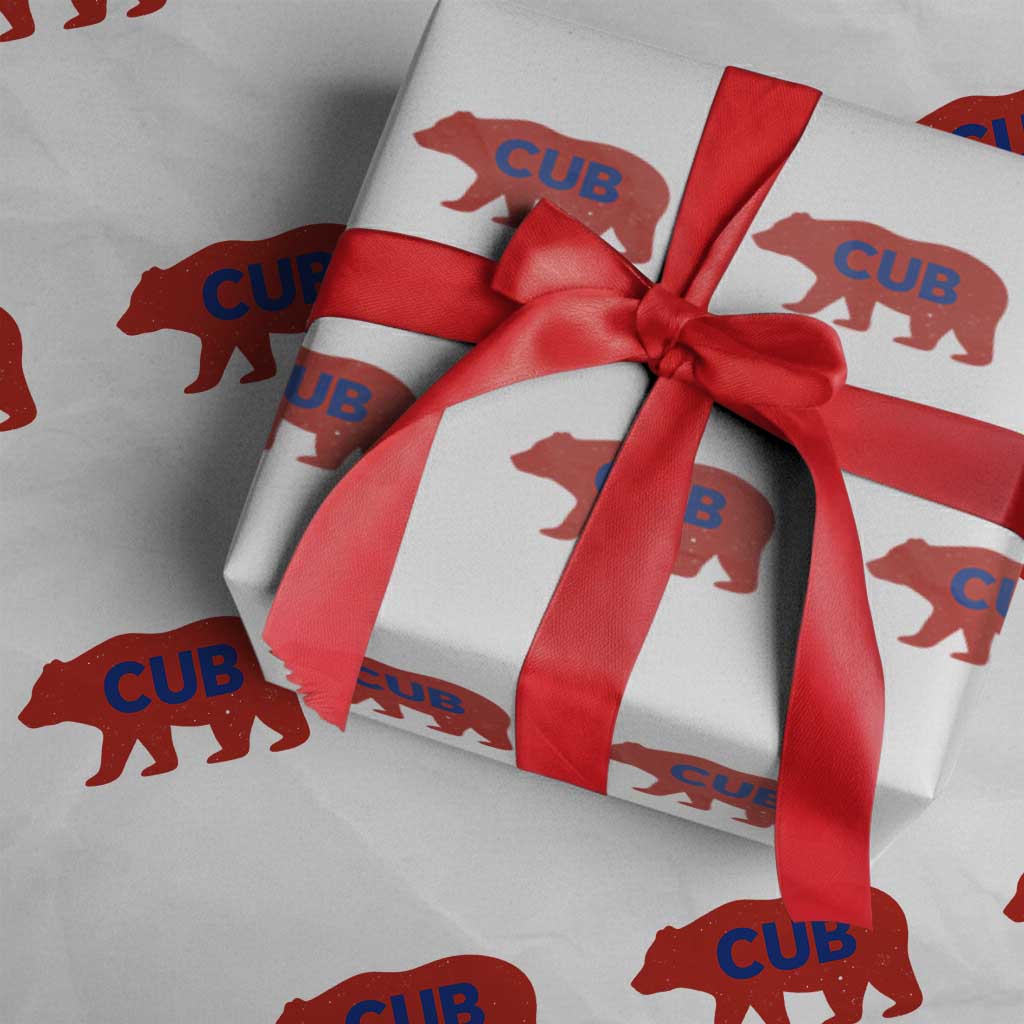 Vintage Cub Wrapping Paper Roll Retro Sports Bear Baseball Fans