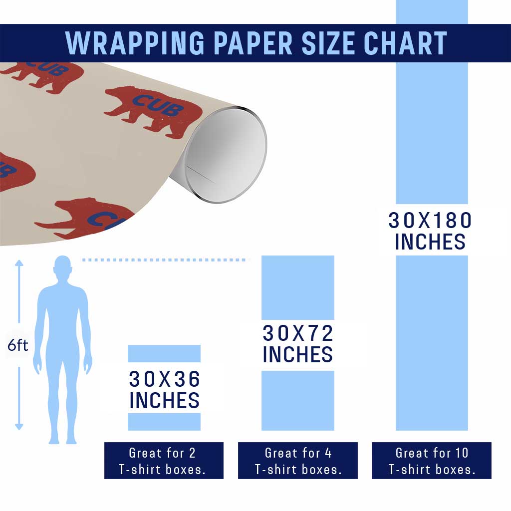 Vintage Cub Wrapping Paper Roll Retro Sports Bear Baseball Fans