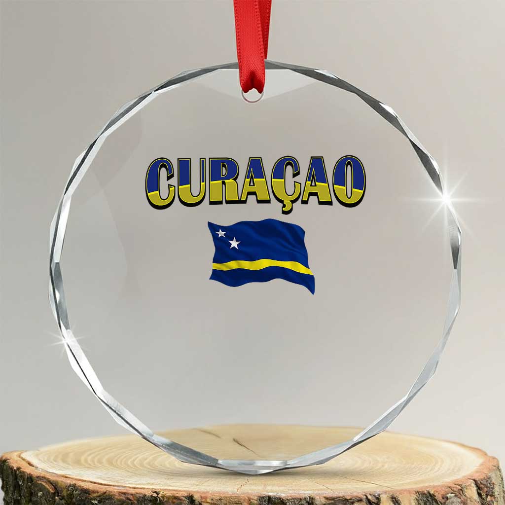 Vintage Curacao Flag Crystal Glass Ornament Dutch Caribbean Heritage Gift