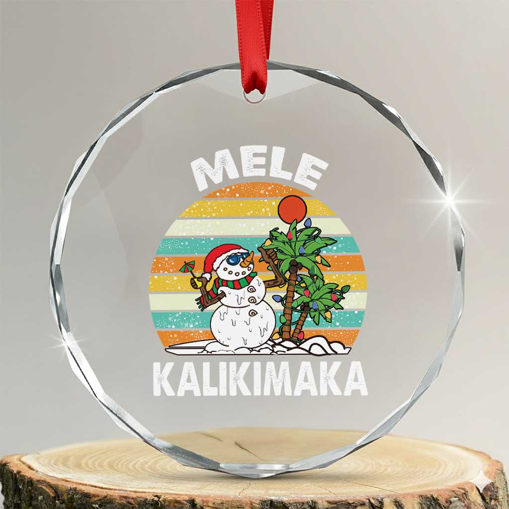 Vintage Cute Mele Kalikimaka Xmas Crystal Glass Ornament Funny Snowman Palm Tree Beach Tropical Gift Family Holiday TS10
