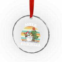Vintage Cute Mele Kalikimaka Xmas Crystal Glass Ornament Funny Snowman Palm Tree Beach Tropical Gift Family Holiday TS10