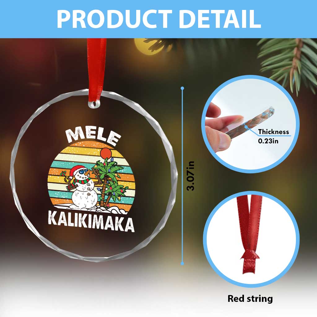 Vintage Cute Mele Kalikimaka Xmas Crystal Glass Ornament Funny Snowman Palm Tree Beach Tropical Gift Family Holiday TS10