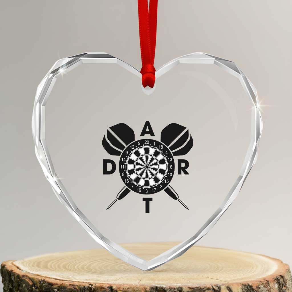 Vintage Dartboard Gift Idea For Dart Lover Heart Crystal Glass Ornament - Wonder Print Shop