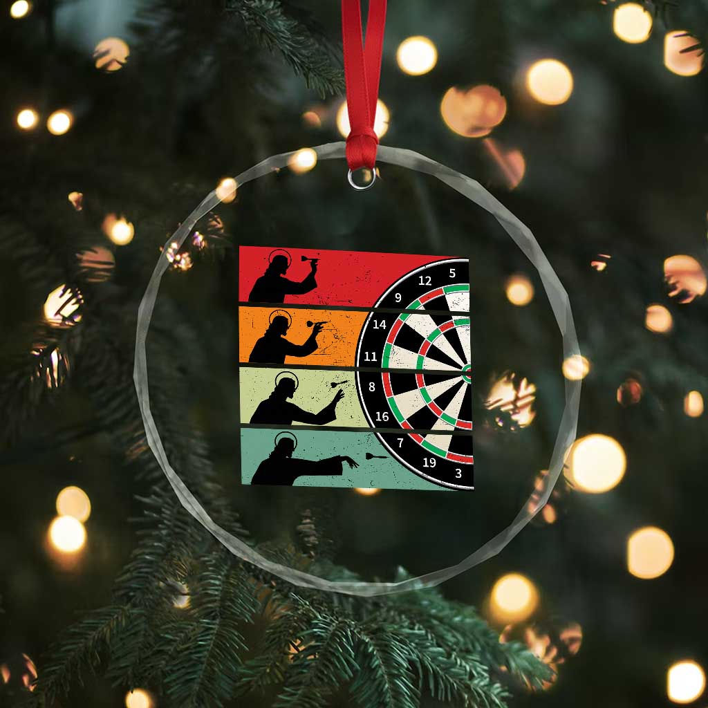 Vintage Darts Player Christian Faith Gift Crystal Glass Ornament Jesus Bullseye Shooter - Wonder Print Shop