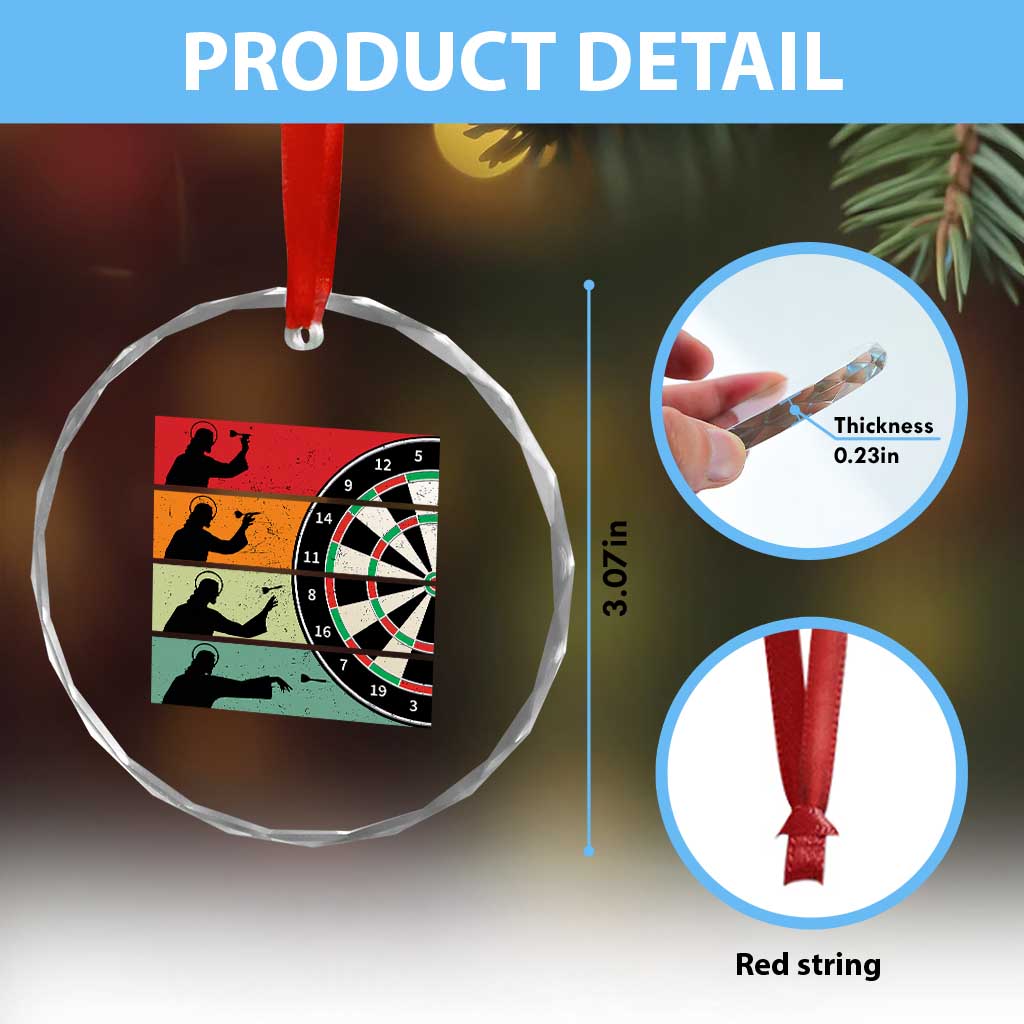 Vintage Darts Player Christian Faith Gift Crystal Glass Ornament Jesus Bullseye Shooter - Wonder Print Shop